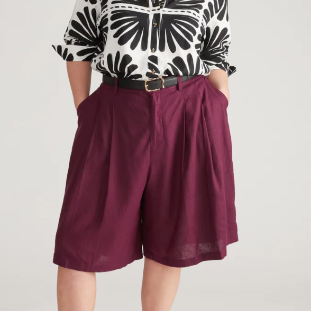 Universal Standard Tailored Acai Linen Short | Brand New With Tags | Size 14-16